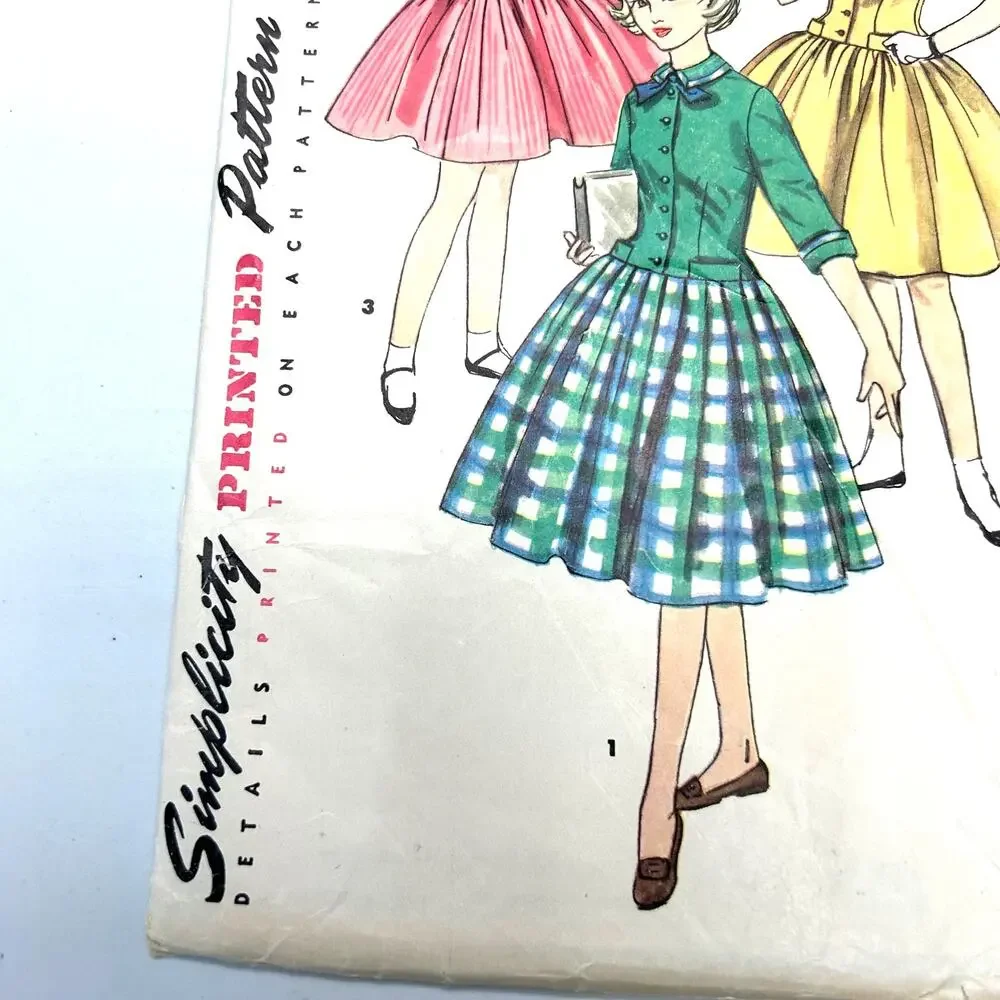 Simplicity Vintage 1950's Pattern #1253 Girls One‎ Piece Dress Size 10